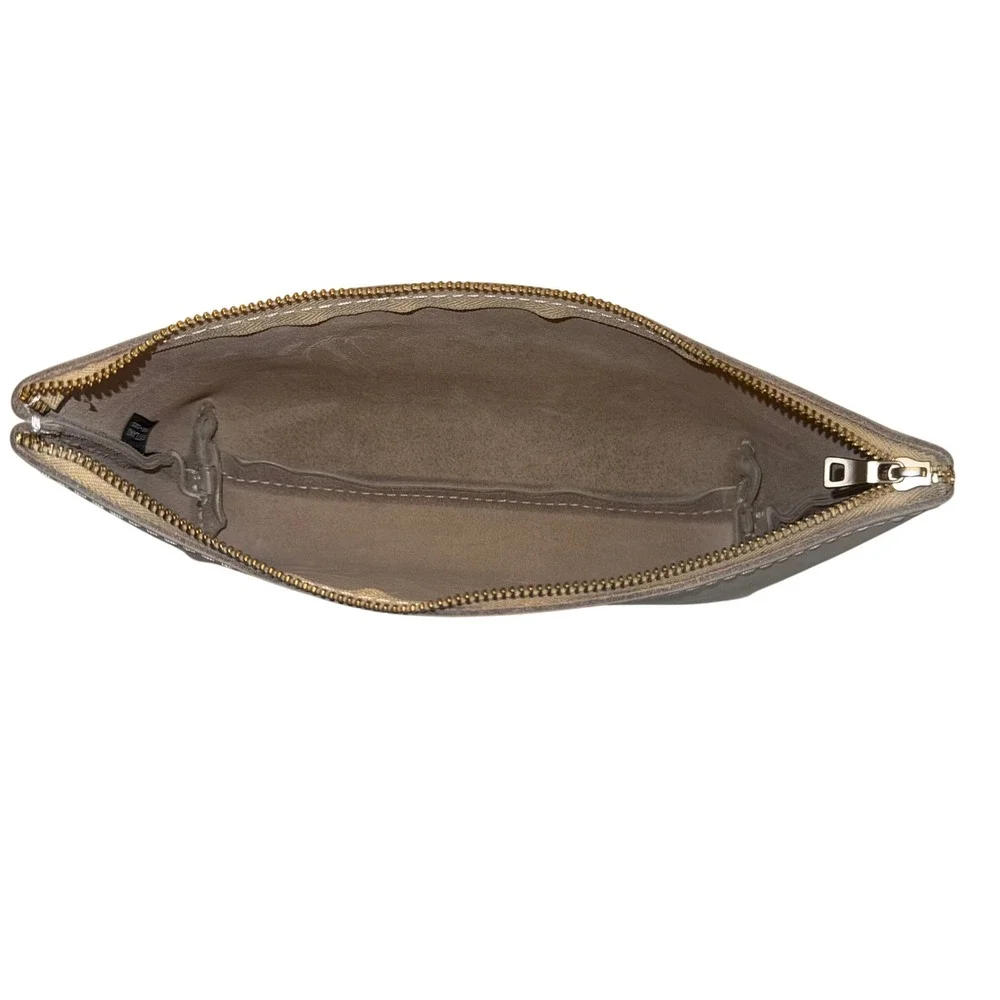 Portland Leather Goods‎ Gray Utility Bag Full Grain Leather Cosmetic Pouch NWT